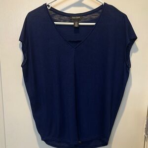 White House Black Market Navy V-Neck Blouse